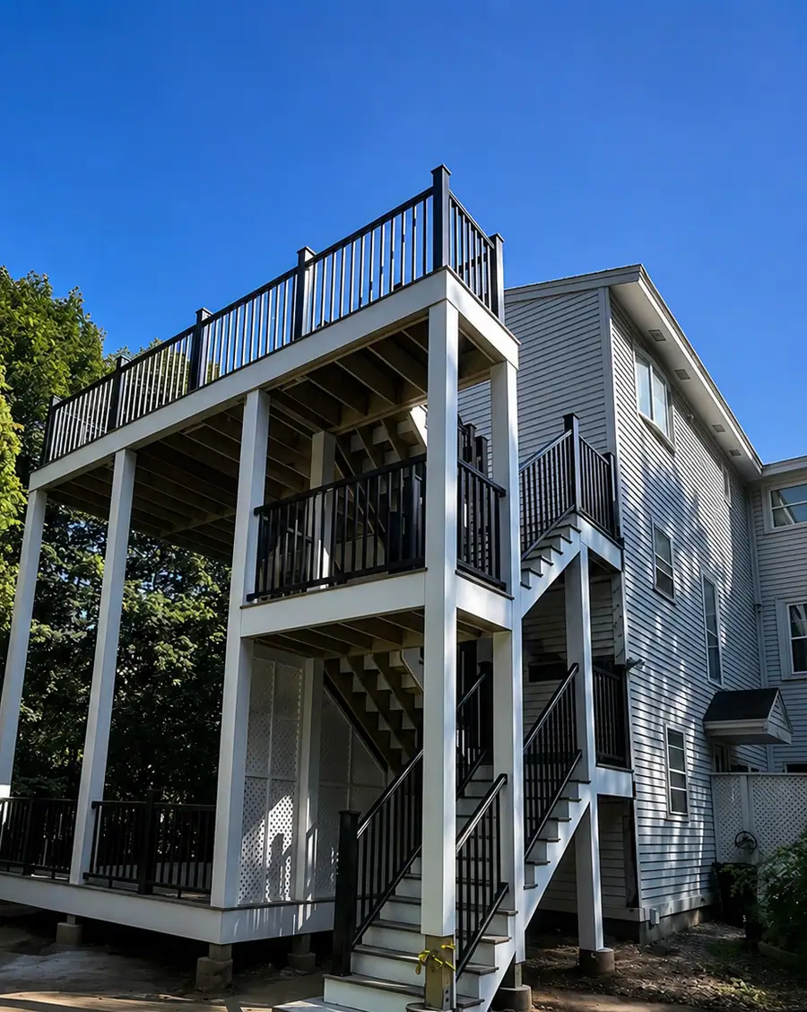 Two-storey deck and stair structure built by YK United Builders