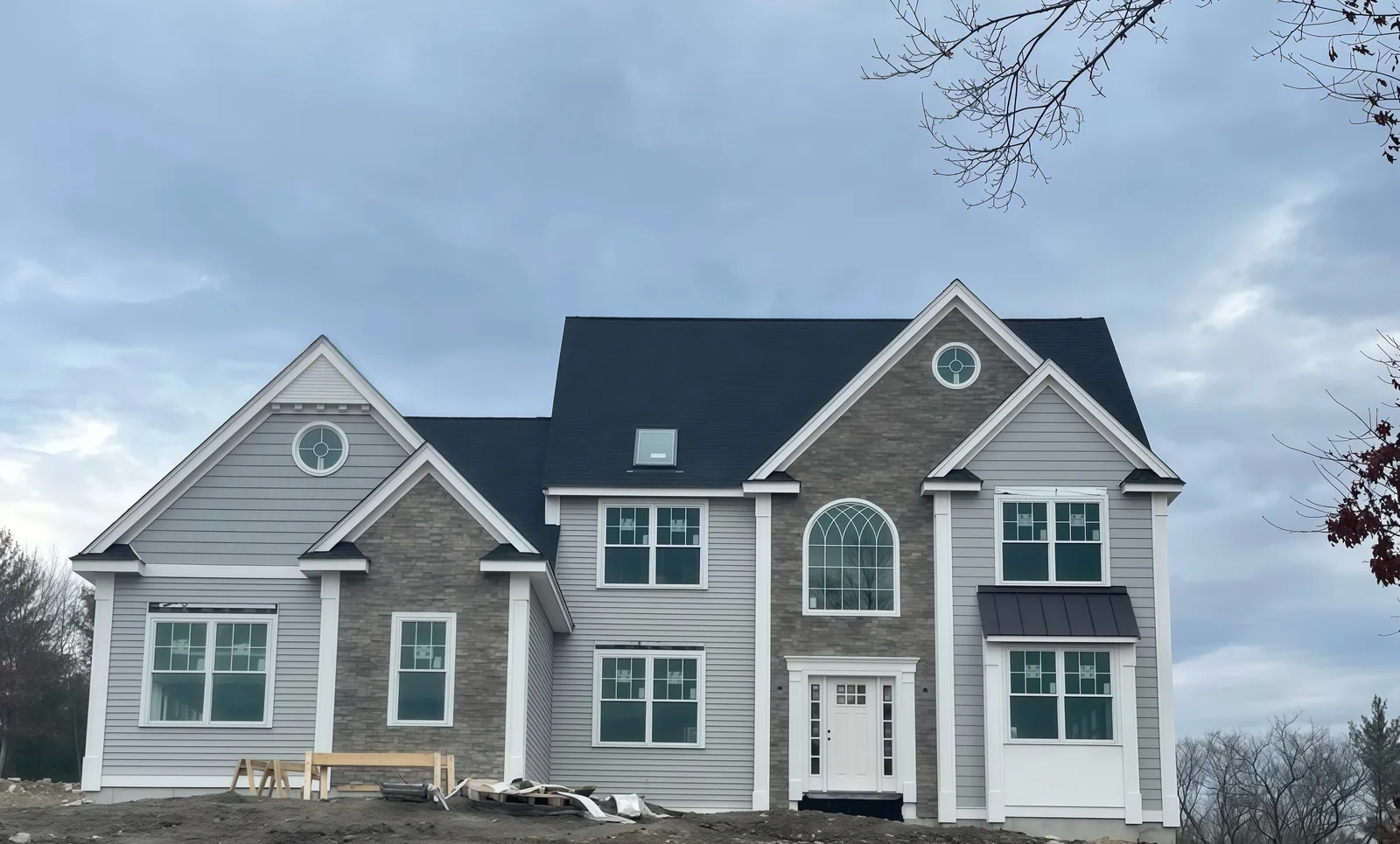 Custom colonial home built by YK United Builders in Massachusetts